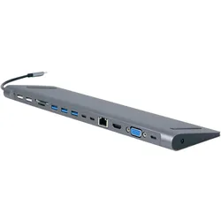 Gembird Multiport (USB-C, 12 Ports), Dockingstation + USB Hub, Grau