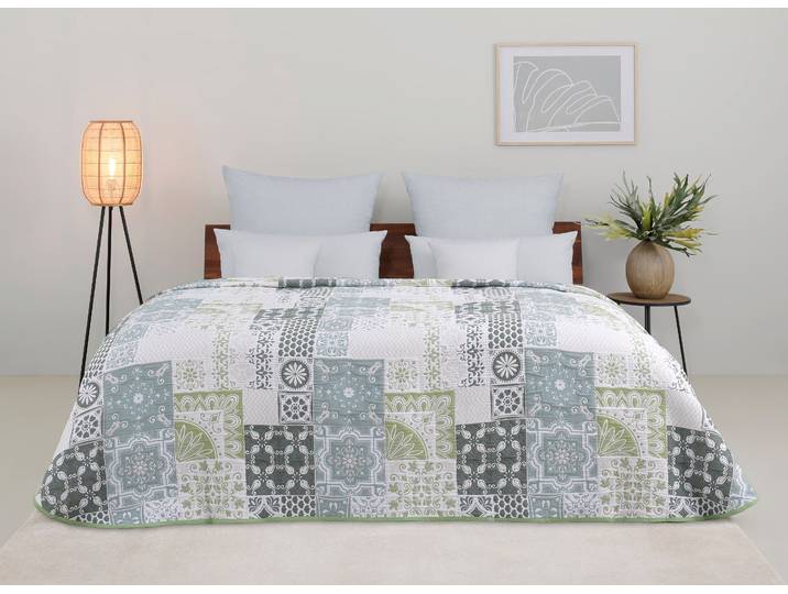 Tagesdecke GOODPRODUCT Sofia , grün, B:280cm L:250cm, Mischgewebe, Tagesdecken, Tagesdecke, Tagesdecke in Patchwork-Design, für Kinder und Erwachsene