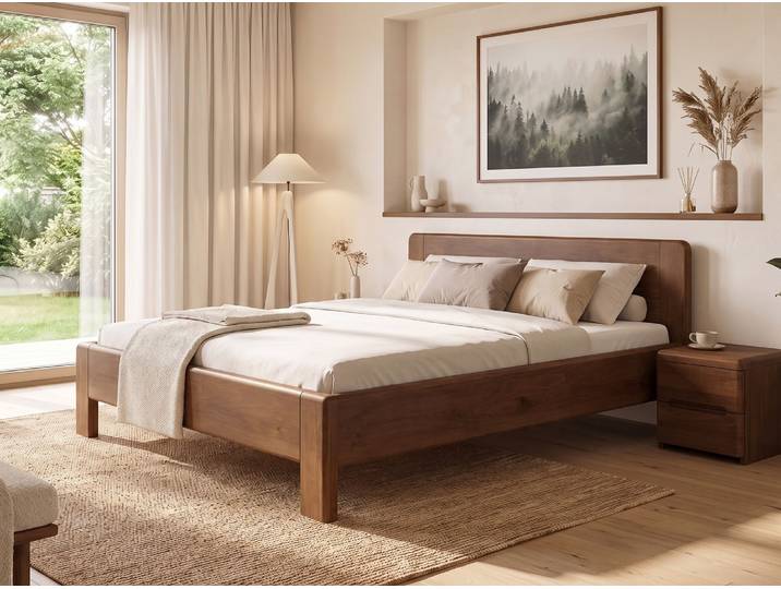 Bett Kernbuche Dunkel „Bella“ 80 x 220 cm Massivholz Buche Dunkel