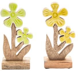 IH Casa Decor Mango Wood Enamel-Coated Décor Flowers Asstd - Set of 2