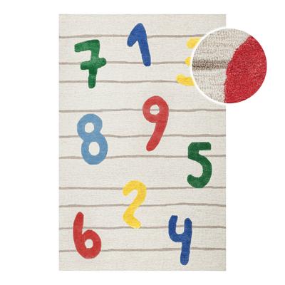 Kinderteppich SMART KIDS "Countdown", bunt (beige), B:70cm H:16mm L:140cm, Schurwolle, Teppiche, Kinderteppich, Kinderteppich mit Zahlen, Hoch-Tief-Effekt, Schurwolle, Spielzimmer