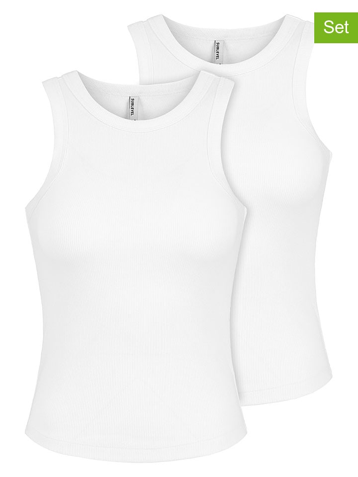 Sublevel 2er-Set: Tops in Weiß - S