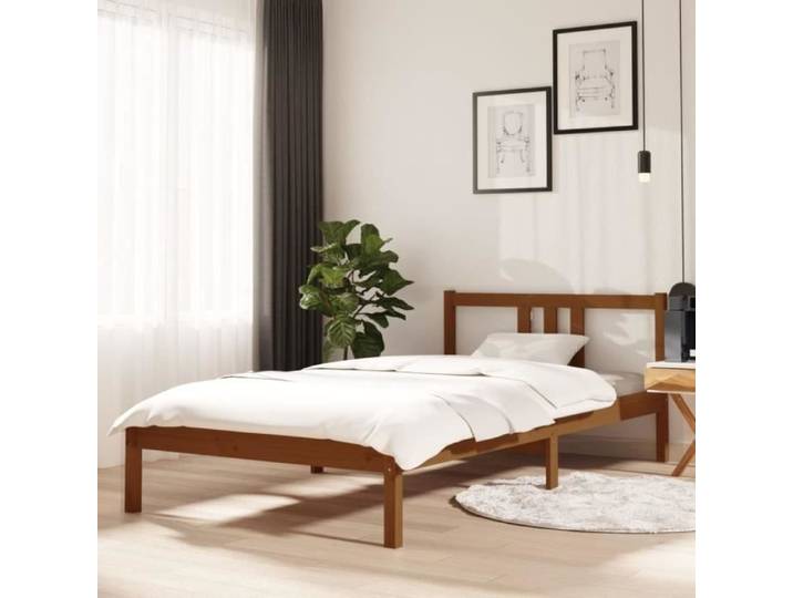 Cadre de lit Marron miel Bois massif 100x200 cm 814877