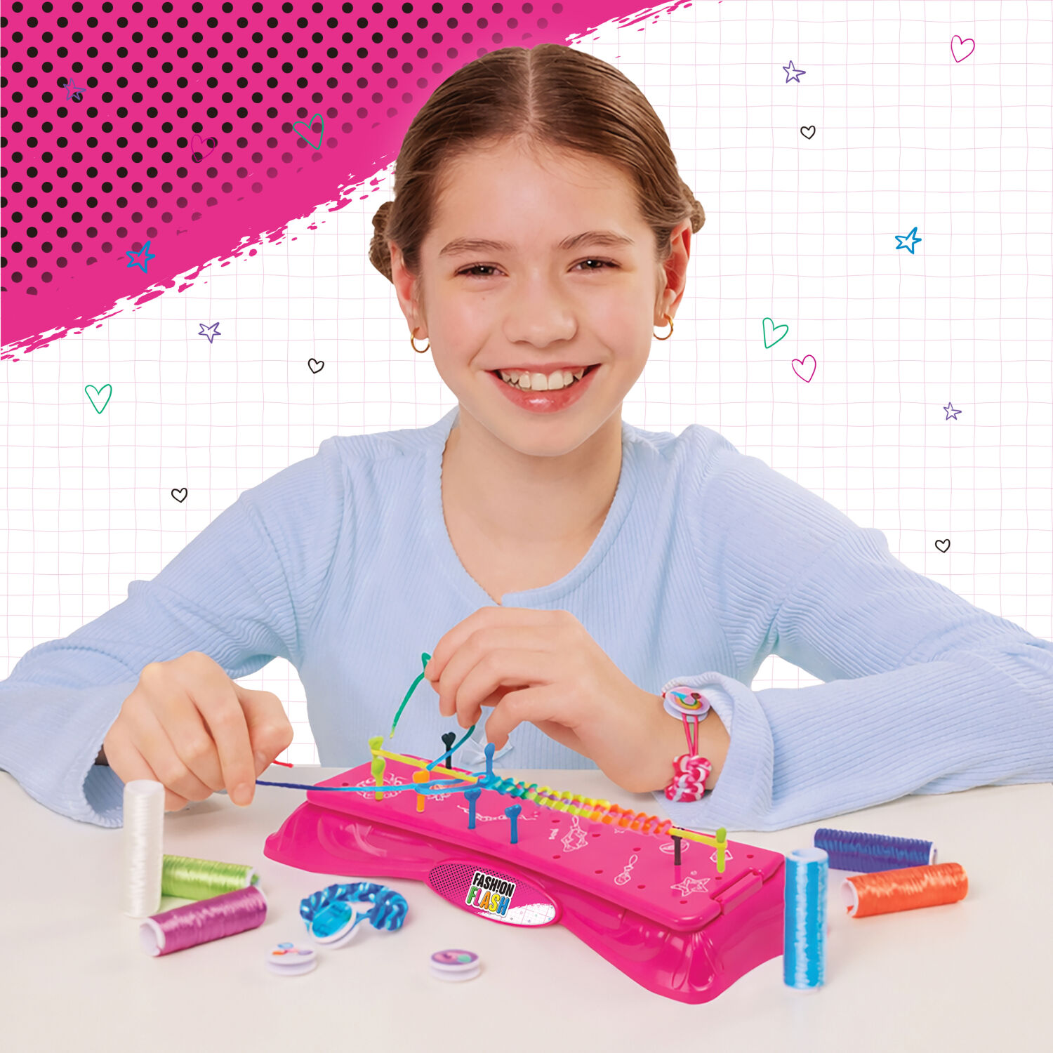 Kreativset SIMBA "Fashion Flash Bunte Ambänder Flechtset", pink (bunt), Kreativsets, Kinder, Kreativset