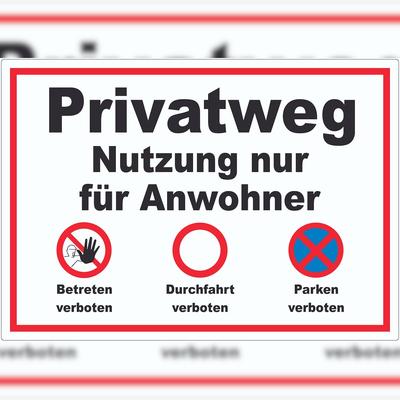 HB-Druck Privatweg Nutzung nur für Anwohner Aufkleber A9 (37x52mm)