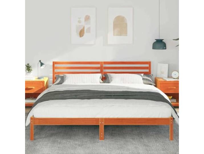 KTHLBRH Bettgestell Kiefer massiv 180 x 200 cm Modernes Design, flacher Boden, glatte Oberfläche, Doppelzimmer