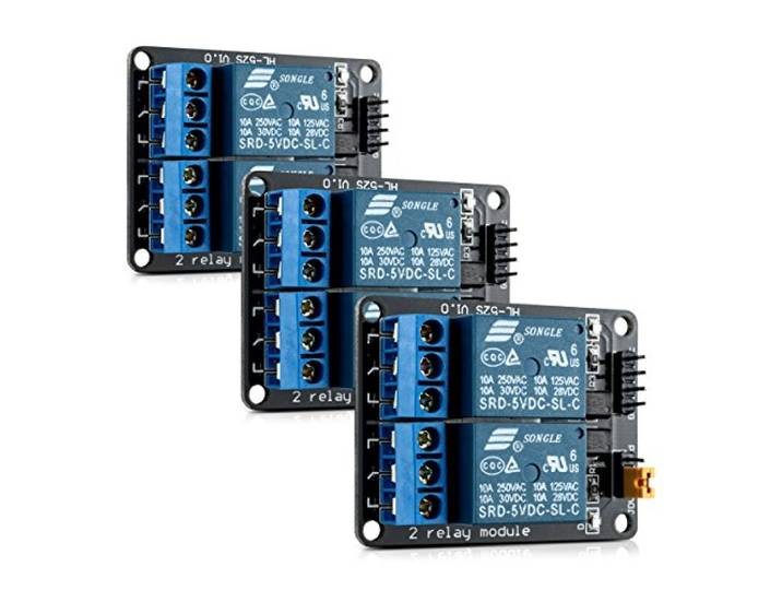 kwmobile 2-kanaals relaismodule - 5V relay board compatibel met Arduino Raspberry Pi - Met optocoupler - Microcontroller - 3 stuks