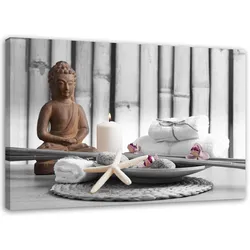 LEINWANDBILD Buddha mit Kerze 120x80cm