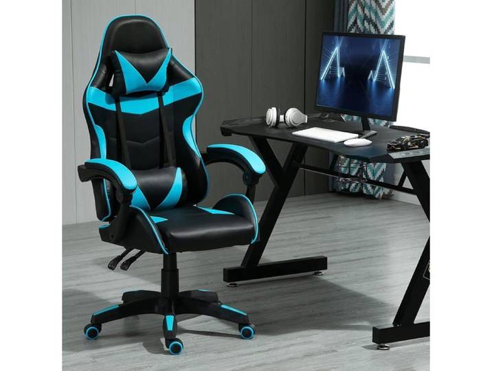 mcc direct Chaise de bureau ergonomique pivotante fauteuil de jeu bleu