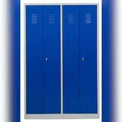 PROREGAL Garderobenspind Camel | 4-Fächer & 2-Schlösser| HxBxT 180x117x50 cm | Vorhängeschloss | Grau-Blau
