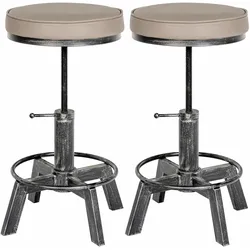 CLP 2er Set Sitzhocker Destin mit Kunstlederbezug I Hocker im Industrial Design I gepolstert und höhenverstellbar