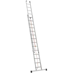 Iller Schiebeleiter in Industriequalität mit Seilzug und Traverse 2x16 Sprossen
