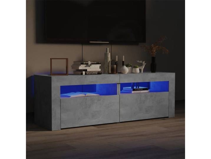 Prix bas - Meuble TV/Télévision/Hi-Fi - avec lumières LED - gris béton 120x35x40 cm （440818917869)