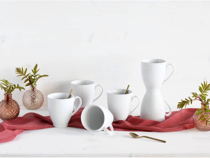 Mugs Valencia lot de 6 Ø 9cm Blanc/Blanc