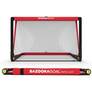 BazookaGoal Fußballtor Mini Pop-Up-Tor, aus Kunststoff, schwarz/rot, faltbar, 120 x 75 cm