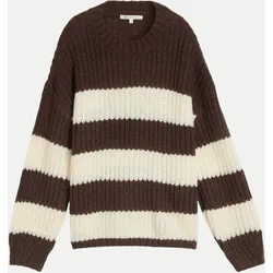 Pullover mit überschnittener Schulternaht Braun S