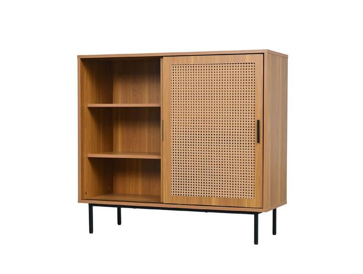 Odikalo Sideboard Küchenschrank Kommode Schiebetüren Verstellbar Ablage Beistellschrank, B100/H90/T37 cm