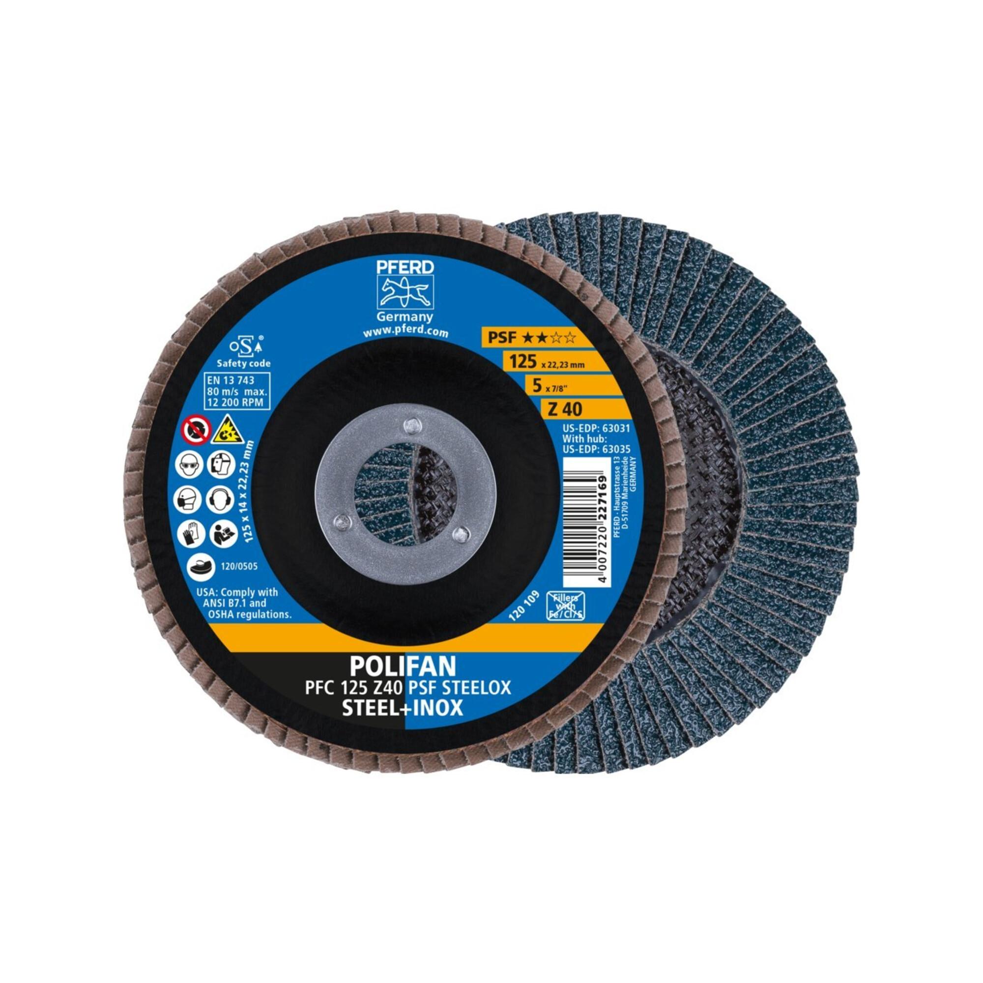 Pferd Fächerschleifscheibe Z 40PSF gerade 125mm K40 (67764125)