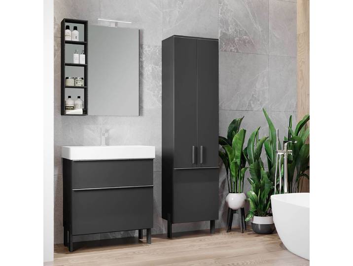 Meuble vasque Dusaniv 70cm Noir/Noir mat
