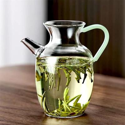 Uplift Essentials Heat Resistant Glass Teapot With Imitation Jade Handle And Vintage Song Style Design Heat Resistant Glass Teapot With Imitation Jade Handle And Vintage Song Style Design
