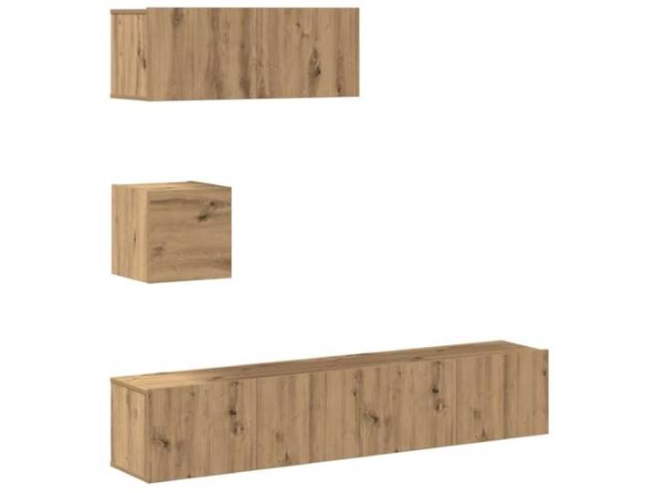 LKJephalotrop 4-TLG TV-Schrank-Set Wandmontage Artisan-Eiche Optik Flexibles Lowboard Hängeschrank Ensemble aus robustem Holzwerkstoff für maximale Bodenfreiheit im Wohnzimmer.