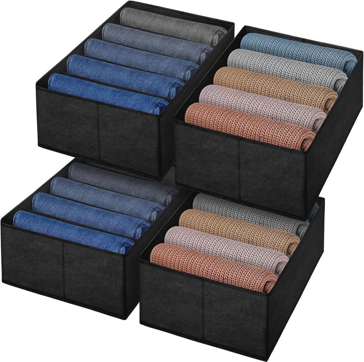 Opvouwbare lade-organizer set van 4 - Stoffen opbergdozen voor kleding, ondergoed, sokken en accessoires