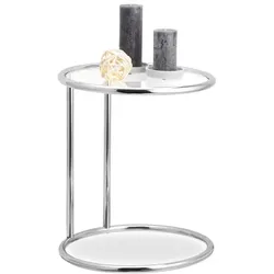 Relaxdays Beistelltisch rund Silber,Transparent