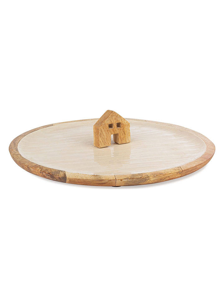 Bizzotto Tablett "Thuile" in Creme/ Hellbraun - Ø 29,5 cm - onesize