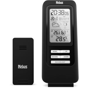Mebus Wetterstation 40687, Funk, digital, mit Außensensor, Wettervorhersage, LC-Display & 3 Messwerten