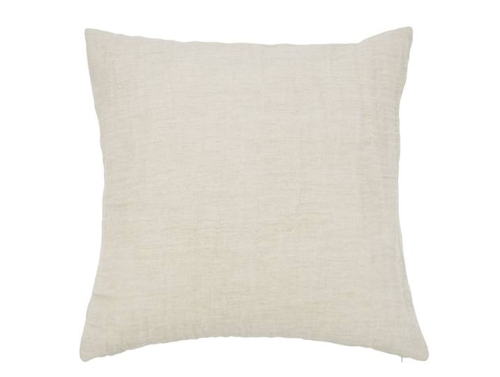 Kissen aus recycelter Baumwollgaze und gewebtem Leinen, beige, 60x60cm