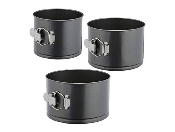 Relaxdays Moule à panettone\, haut\, set de 3\, Ø 14/16/18 cm rond\, antiadhésif\, gâteau à étages\, acier\, anthracite