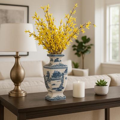 Sagebrook Home Ceramic Chinoiserie Decorative Temple Jar