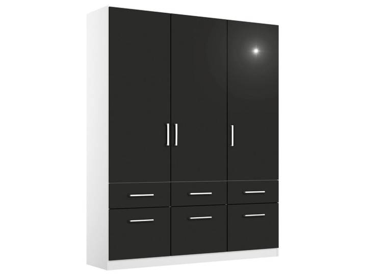 Rauch Möbel Drehtürenschrank, Grau, Weiß, 2 Fächer, 6 Schublade(n) Schubladen, 136x210x54 cm, Blauer Engel, Made in Germany, Schlafzimmer, Kleiderschränke, Drehtürenschränke