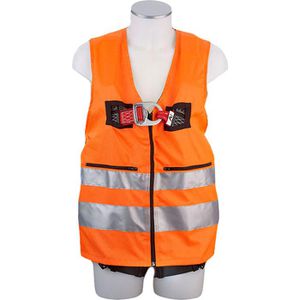 MAS Warnweste 40 Quick, mit Auffanggurt, orange, Erwachsenenweste, DIN EN 20471, Größe XL/XXL
