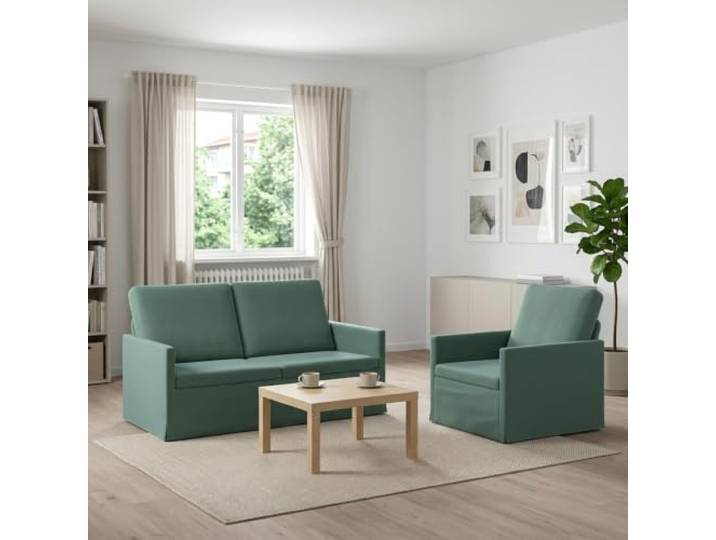 Sofa-Set 2 pcs Meergrün Samt Metallrahmen Kissenrücken-Design, Schaum-Faser-Füllung, für Wohnzimmer und Arbeitszimmer, moderner Stil