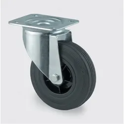 Transportrolle TENTE, drehbar, 80 mm, schwarzer Gummi