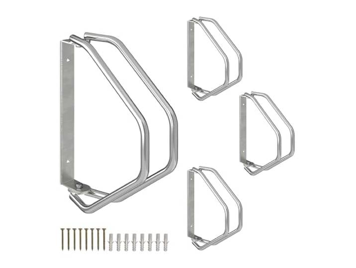 Relaxdays Support Mural pour vélo\, Lot de 4\, Acier Robuste\, râtelier Garage\, pivotant à 180°\, Porte-vélo\, argenté