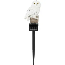 Haushalt International HI LED-Solar-Gartenleuchte Eule Weiß