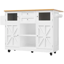 STILVORA Kücheninsel MDF Weiß 140x40x93,5 cm mit klappbarer Platte und Rollen