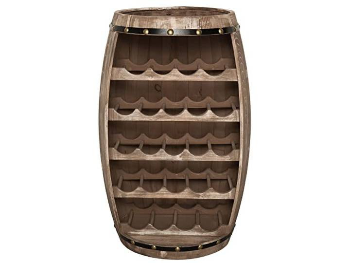 Weinregal BODEGA 80cm - natur - Pinienholz 23 Flaschen Weinfass-Optik Montiert geliefert, Ziernieten, Hausbar, pflegeleichte Oberfläche, authentische Details, individuelle Maserung