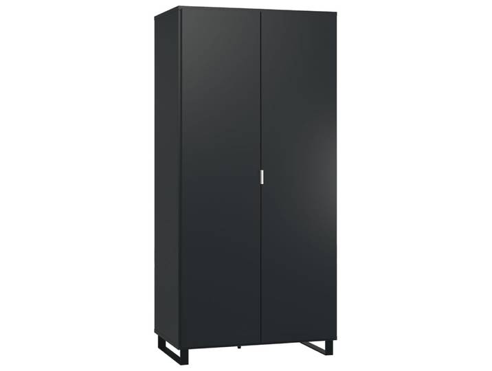 Drehtürenschrank, Schwarz, 195x93x57 cm, Holzwerkstoff, Soft Close & LED-Beleuchtung, Modern