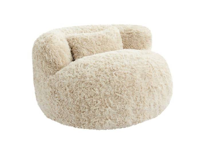 Fauteuil pouf 1 place pouf compressé Avec oreiller mousse haute densité beige