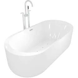 AcquaVapore freistehende Badewanne Wanne Whirlpool F16 170x80cm mit Luftmassage mit Armatur AF03