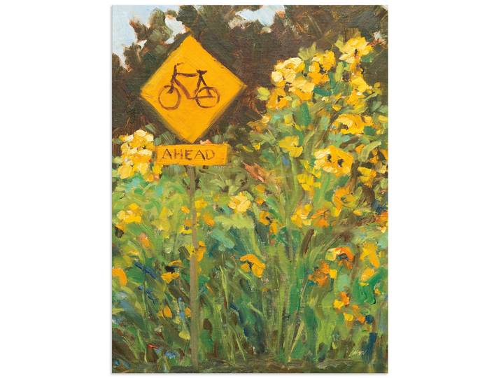 Wandbild ARTLAND Bicycle Crossing , gelb (farbe bild(er): gelb), B:60cm H:80cm, Alu Dibond, Bilder, Wandbild, als Alubild, Leinwandbild, Poster, Wandaufkleber in verschied. Grössen