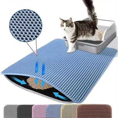 Uplift Essentials Dual Layer Honeycomb Litter Mat Waterproof & Anti Tracking Litter Capture System For Cats blue 12 In X 12 In