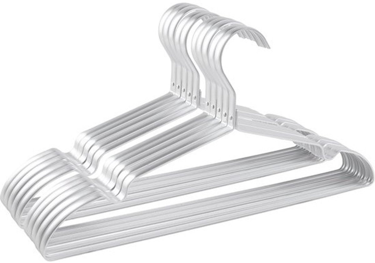 Zilveren metalen ruimtebesparende kledinghanger van 42 cm