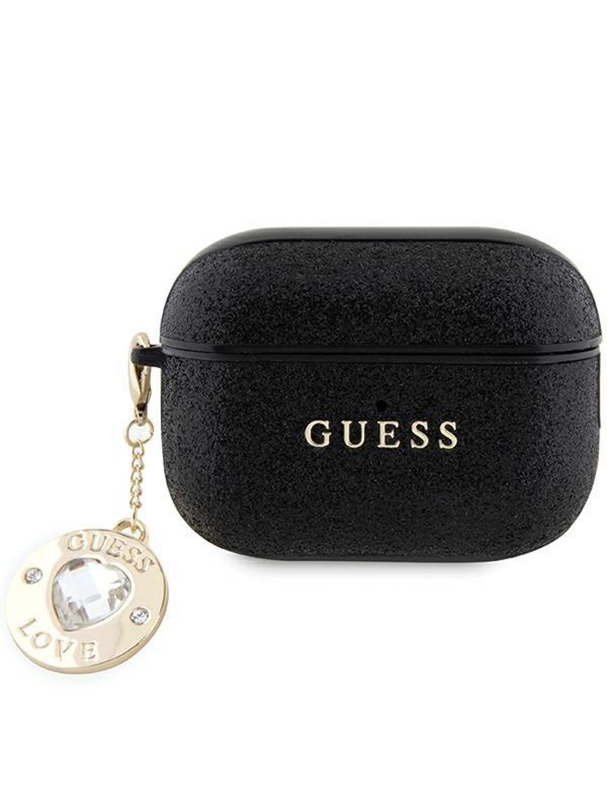 GUESS GUAP2PGEHCDK case for AirPods Pro 2 cover - black Fixed Glitter Heart Diamond Charm