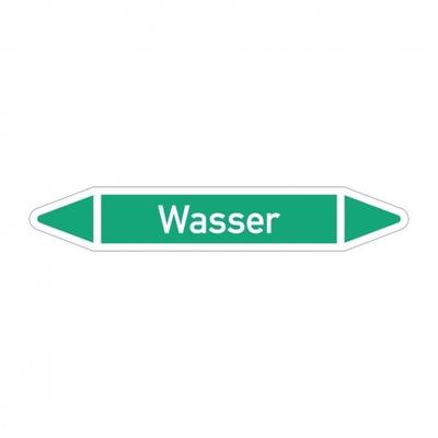 Aufkleber I RKZ-Etikett Wasser,DIN 2403,grün/weiß,für Ø 25-40mm,154x26mm,5/Bogen
