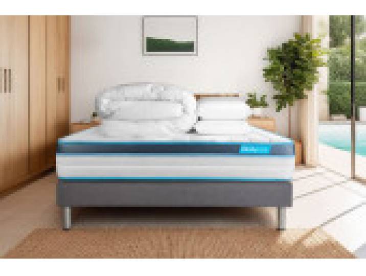 Pack Literie Prestige Literie Privilège - Matelas Mémoire de forme et 80 x 190 - Livré avec 1 Couette et 2 Oreillers