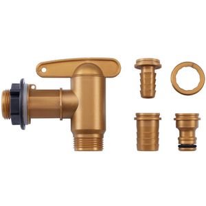 Garantia Auslaufhahn Aqua-Quick Set, 3/4 Zoll, für Regentonnen, Dosierhilfe, mit Anschlussstücken